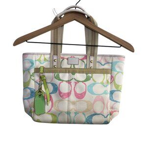 Coach Hampton Pastel Signature Scribble Top Handle Handbag – Ivory